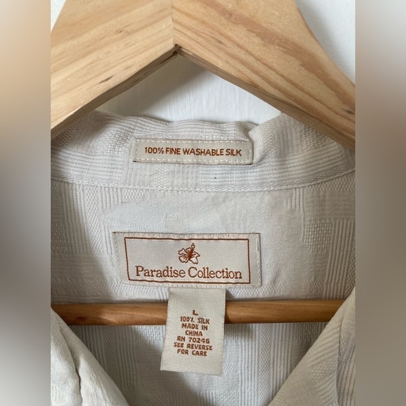 Paradise collection 100% fine washable silk Large button down shirt - Picture 2 of 8